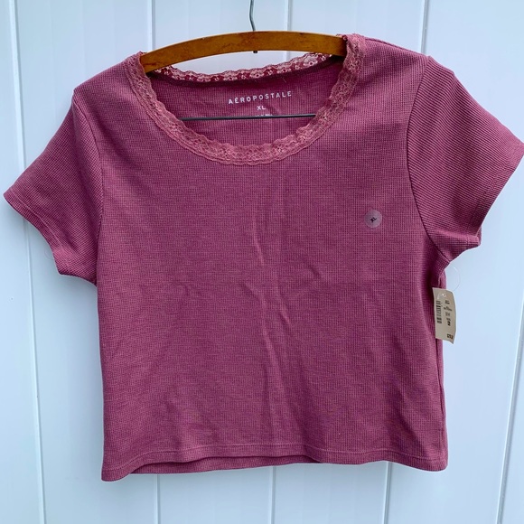 Aeropostale Tops - AEROPOSTALE | NWT | XL | slight crop top thermal / lace
